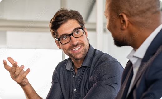 two men talking